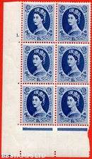 SG. 531. S150a&b. 1s.6d. Grey-Blue. An UNMOUNTED MINT cylinder block of 6 B75235