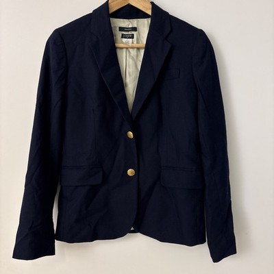 J.Crew Schoolboy Blazer Damen Gr. 2 (EU 34) Navy Wollmix Einreiher neuwertig 