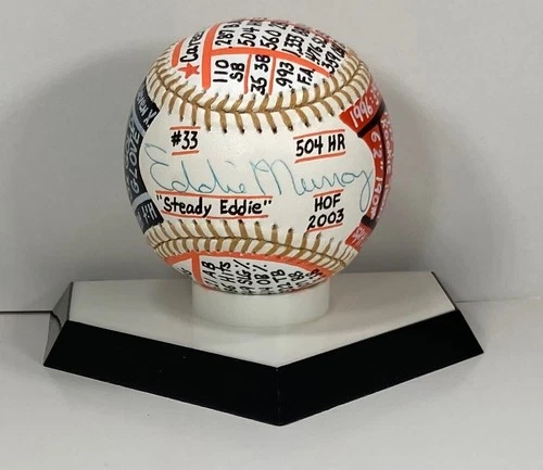 Eddie Murray Signed Gold Glove Baseball, VCBC SuperStats, Hand Painted, JSA, HOF