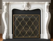 Elegant Gold Iron Single Fireplace Screen-42'' x 32''H