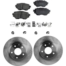 Front Brake Disc and Pad Kit For 2014-2018 Mazda 3 Ceramic 5 Lugs Plain Surface