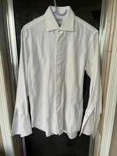 MODENA Slim Fit French Cuff Fly Front White Dress Shirt Men's Size 15 1/2 32/33