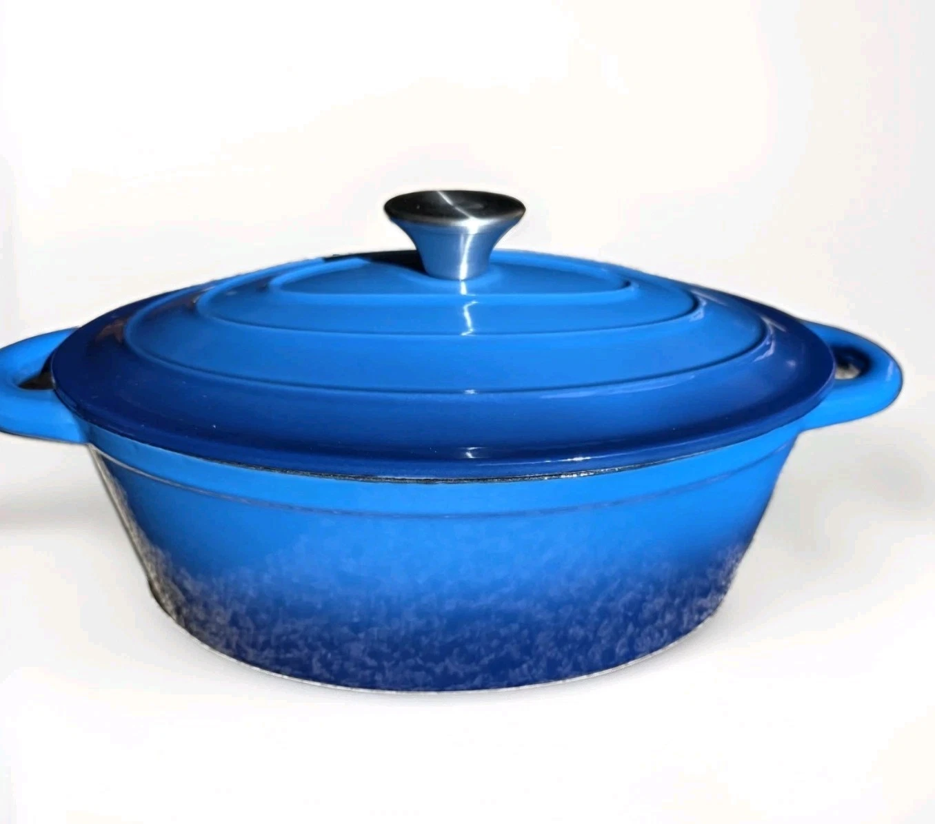 Oval Dutch Oven - 2 Qt Gradient Blue Cast Iron Enamel 8x11x4 New! In Box