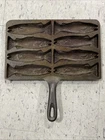 Vintage Eddie Bauer Cast Iron Fish Corn Bread Pan  Skillet Made By Lodge