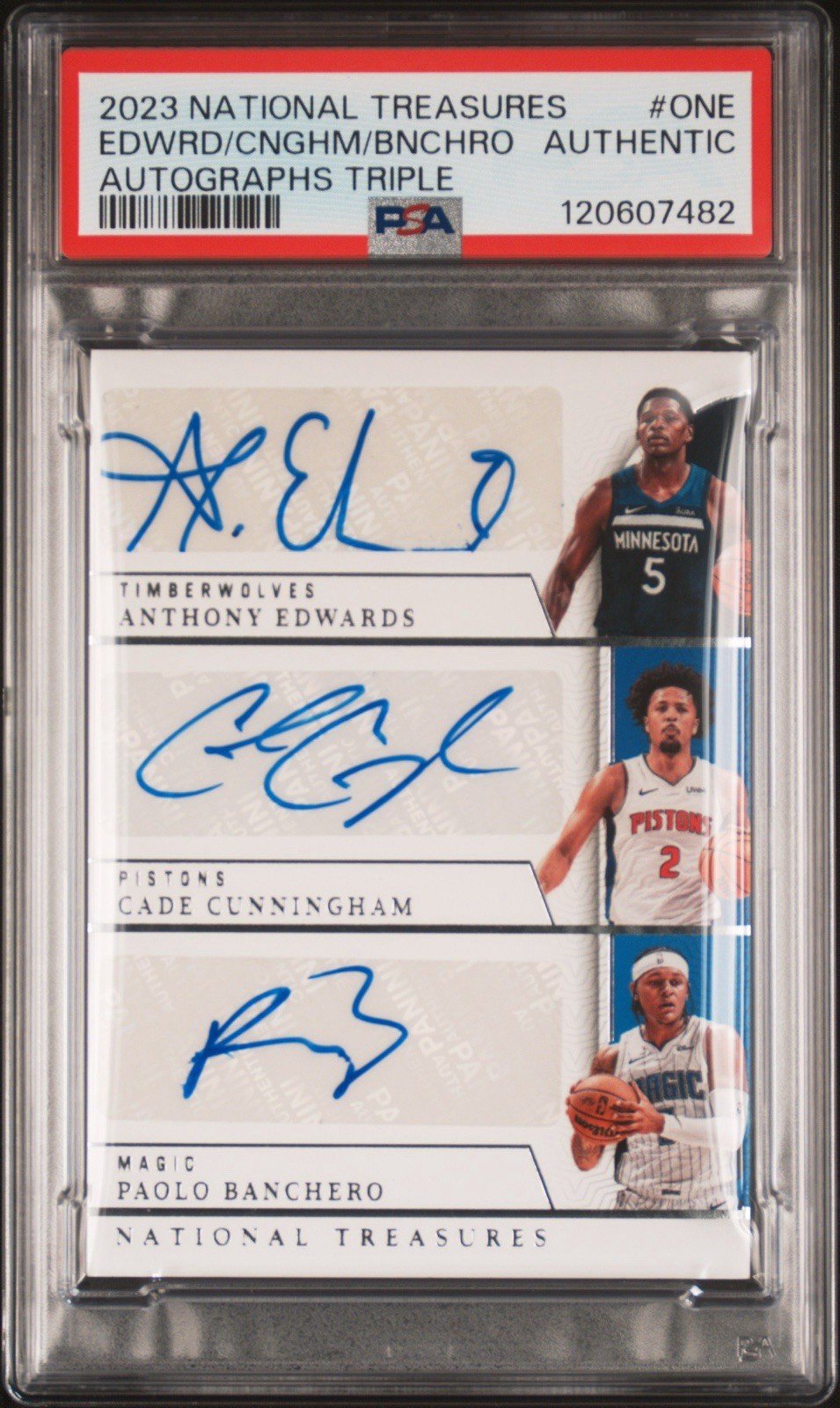 2023 NATIONAL TREASURES EDWARDS CUNNINGHAM BANCHERO AUTO TRIPLES /25 PSA AUTH