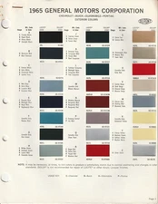 1965 CHEVROLET PONTIAC OLDSMOBILE BUICK CORVETTE CADILLAC PAINT CHIPS (DUPONT)