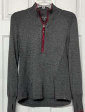 Eddie Bauer Gray Quarter Zip Mock Neck Base Layer Sweater Activewear Top Sz S