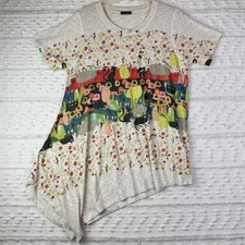 Inoah Women's Dress Size L Wearable Art Dress Cats Asymmetrical Hem Made in USA