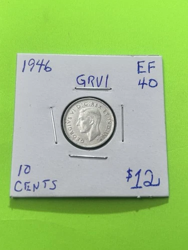1946 Canadian 10c Dime .8 Silver George VI  AG  HIGHER GRADE.  TRENDING AT $11