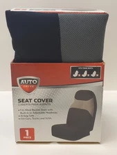 AutoDrive Car Seat Cover Fits Most Bucket Seats With Headrests Black And Grey 