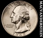1948 Silver Washington Quarter - Choice Gem Brilliant Unc++++ Lustrous  #M9162