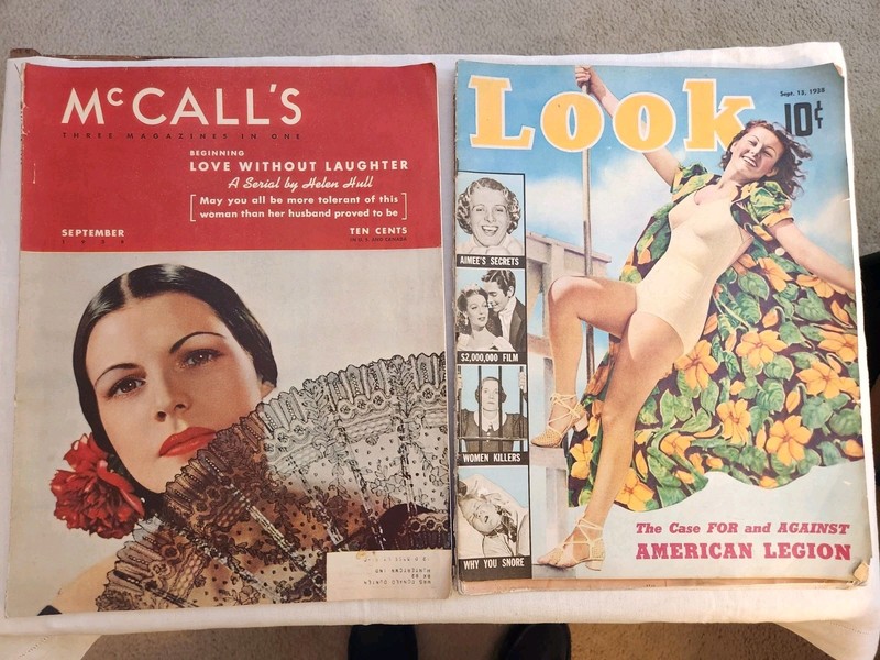 Lot 2 Vintage 1938 Magazines: McCall's& Look: Aimee Semple McPherson; I. Berlin