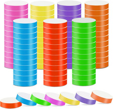 1400 Packs Paper Wristbands for Events, 7 Colors Waterproof Neon Party Wristband