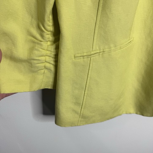 NWOT Kasper Women's Linen Blend Blazer In Green Rushed Sleeves Size 16W - Picture 6 of 7