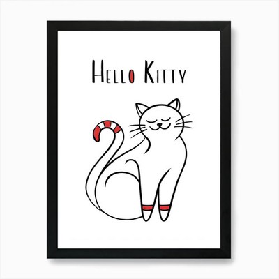 Hello Kitty Katze Kunstdruck gerahmt Wa gerahmt Wandbild Poster Leinwanddruck Bild