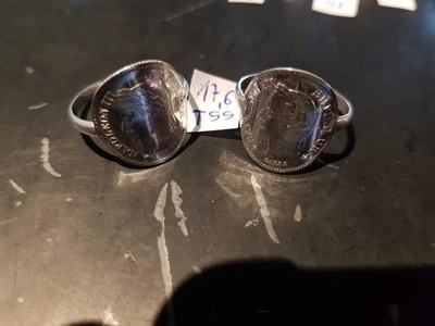 1X Bague argent massif 925 pièce cintrée 20 centimes Napoléon 835 (T 55 ) - Photo 1/3