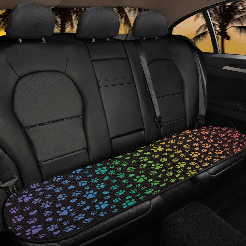 Automotive Universal Seat Bottom Cover Protector Dog Paw Print Rear Seat Cover