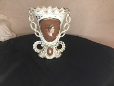 # Antique bridal / wedding vases, Paris porcelain, miniature painting 