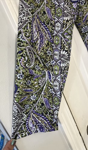 Blusa donna taglie forti 3XL top manica lunga paisley viola/verde nuova - Foto 3 di 6