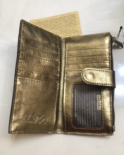 Patricia Nash Nazari Distressed Metallic Leather Bifold Wallet Antique Gold NWT - Picture 12 of 15