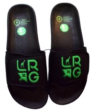 Lifted Research Group LRG Mens Stacked Logo Slides Black Sandals Shoes New 11