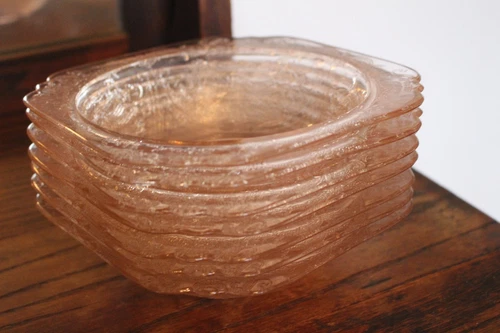7 Vintage Federal Pink Depression Glass Bowl Salad Madrid Pattern 6.75”
