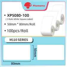 Phomemo Labels 1.97"x3.15" (50x80mm) 3 Rolls Square Self-Adhesive Thermal Paper