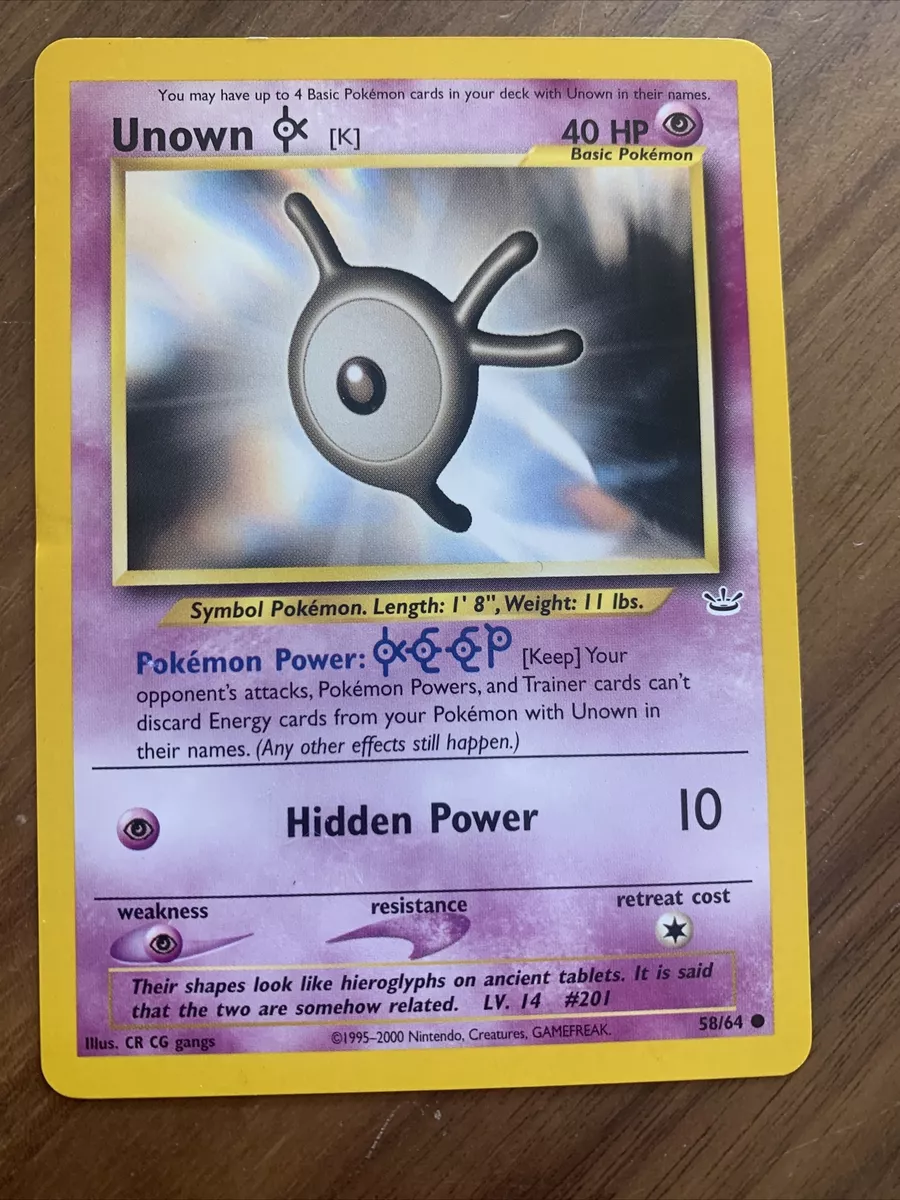 Pokémon Card Unown Letter K Pokemon Trading Card Game