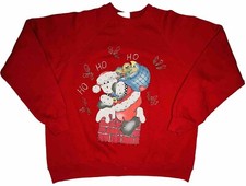  VTG Lee Women Red Santa Claus Santa Claus Painted Sweatshirt; Made in USA; XL
