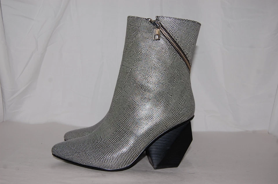 $750❤️ 38/8 UNITED NUDE Gris Cuero Estampado Real Tacones Altos Botines Botín Foto 4 de 4