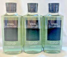 3 STEEL MEN'S COLLECTION 3-in-1 Hair,Face  Body Wash Bath  Body Works 10 fl oz