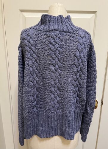 Donna Karan Collection Sweater Cable Knit Turtleneck 100% Cotton Size L EC - Picture 4 of 6