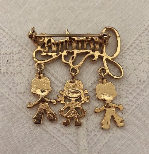 Vintage Gold Tone Grandma 1-3/4" Brooch Pin Jewelry JJ-4 - 第 3/3 張圖片