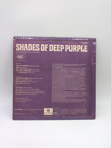 DEEP PURPLE Shades Of Deep Purple EMI-PARLOPHONE LP VG uk Vinyl - Picture 3 of 8