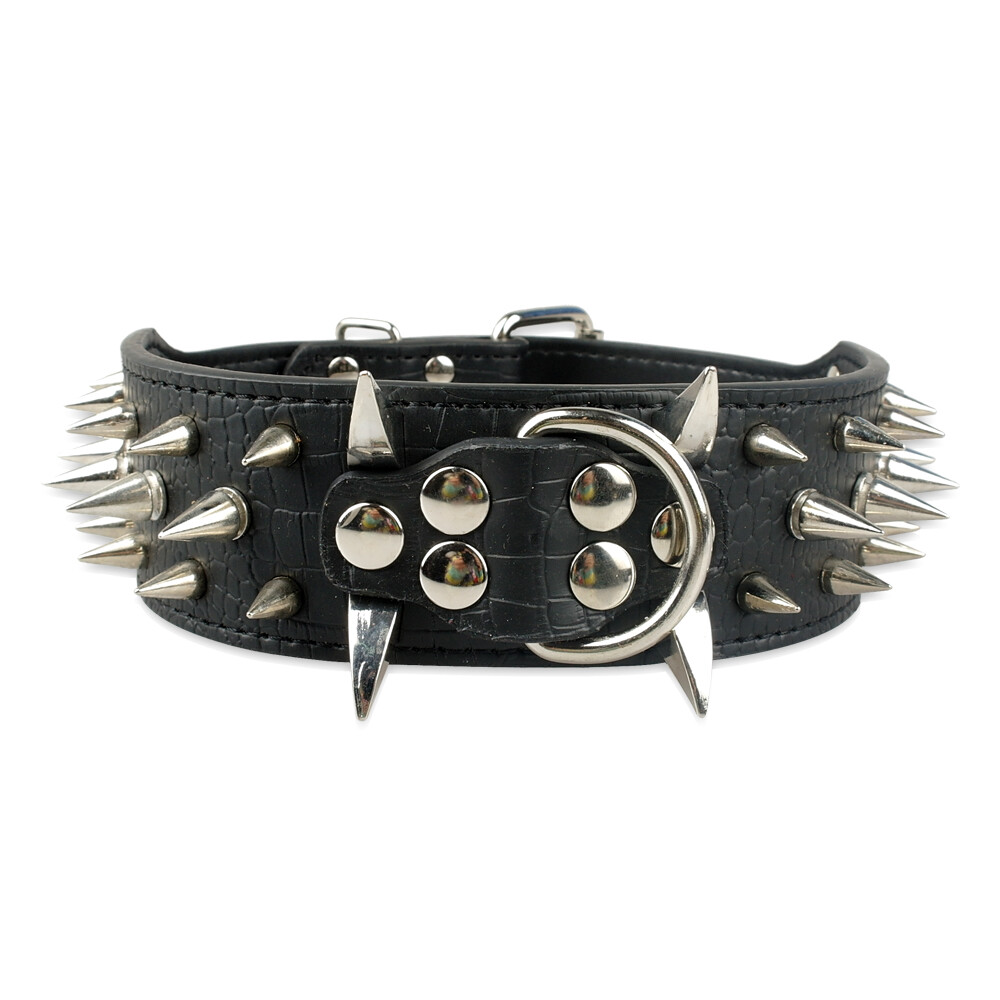 Haoyueer Spiked Hundehalsband Aus PU-Leder, Verstellbar – Für Kleine Bis Große Hunde, Grau
