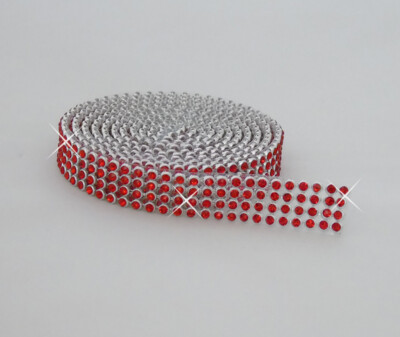 Hotfix LIGHT SIAM Mesh Strassband SS8 Borte 1,3 cm 4 Reihen zum Aufbügeln Strass