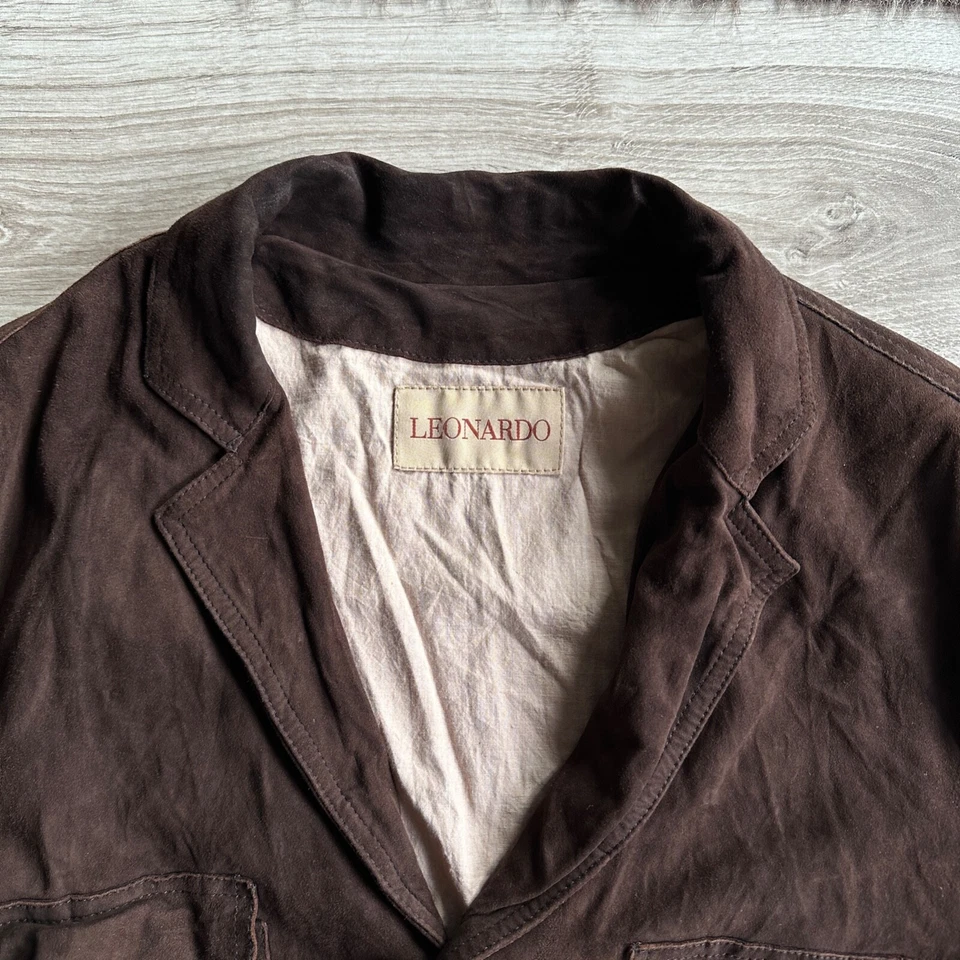 Leonardo Leather Men's Brown Blazer Jacket Size L - Image 4 of 4