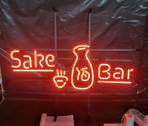 Sake Bar 20"x16" Luz Neón Letrero Lámpara Vidrio Decoración Obra de Arte Pared Espacio Colgante