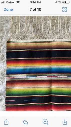 Antique Mexican Saltillo Serape Blanket/ Rug Hand Woven c. Late 1800s-early 1900 - Picture 7 of 12