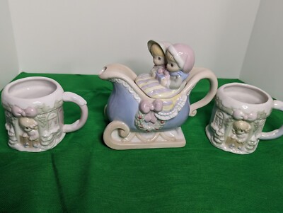 Precious Moments Sugartown Tea Pot and Cups