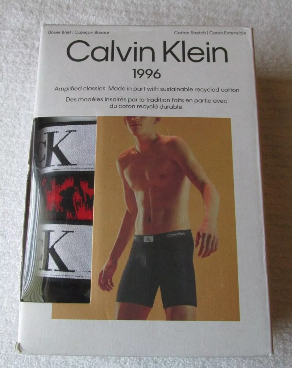 NEW Calvin Klein 1996 3 pack of BOXER BRIEFS Mens S Black/Red/White  NB3529-909