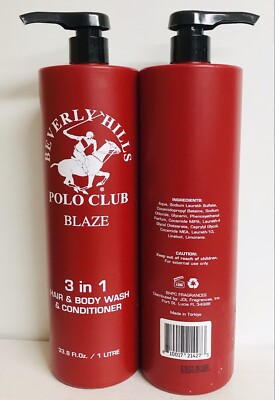 2-Pack Beverly Hills ~ Polo Club Blaze 3-in-1 Wash for Men 33.8 fl