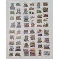 Set lot 6 sheets stickers diary scrapbook building store houses coffee shop