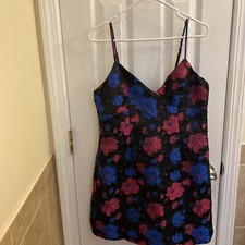 lulus black Floral spaghetti strap mini dress Size Large