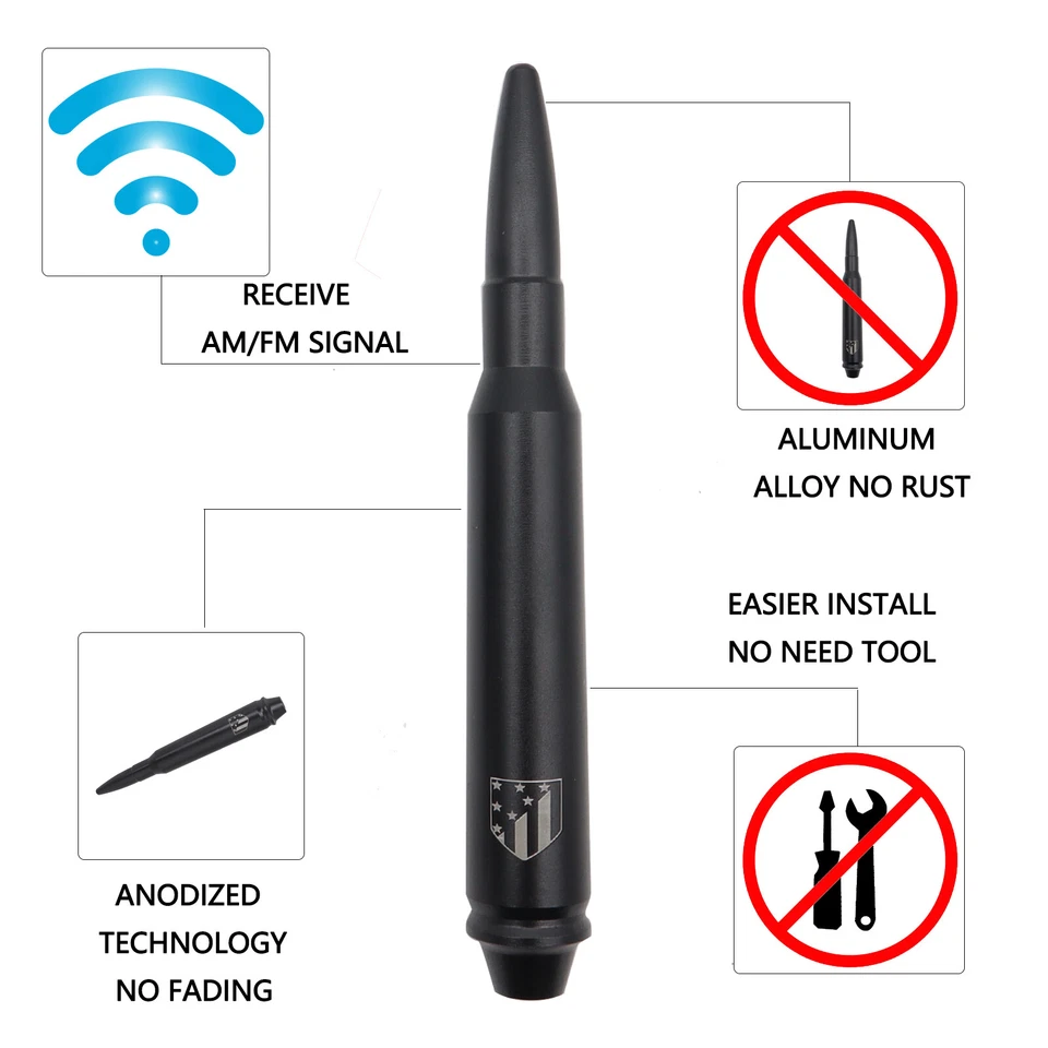 Car Short Aerial Antenna Mast Radio For Jeep Wrangler JK TJ 1997-2021 Ford F150 Foto 3 de 4