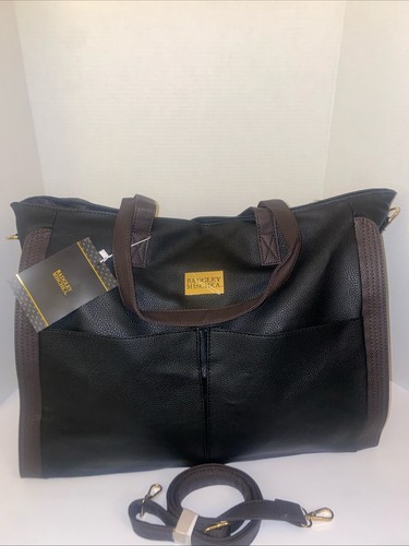 New Badgley Mischka Women's Travel Weekender Tote XL Black Brown Bag