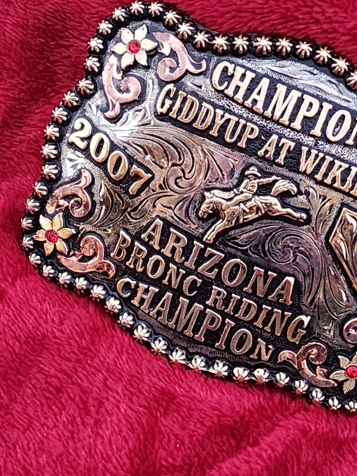 CHAMPION TROPHY BUCKLE PRO RODEO☆BRONC RIDER☆WICKIEUP☆2007☆RARE☆138