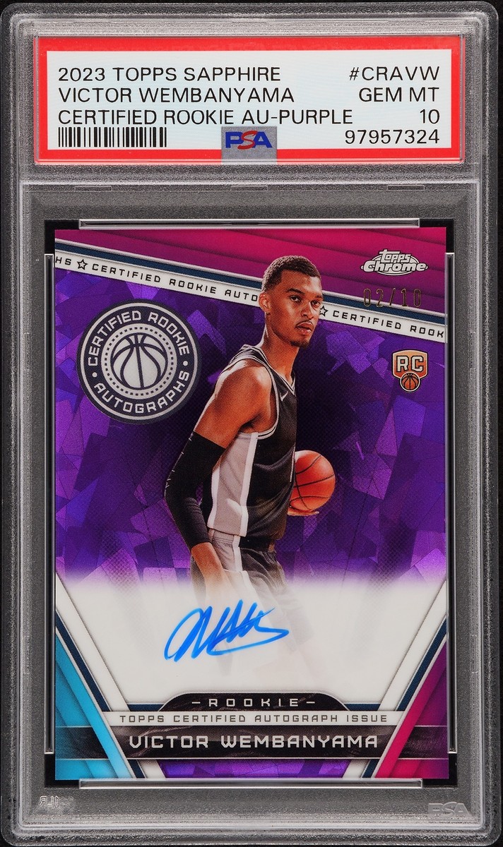 PSA 10 VICTOR WEMBANYAMA AUTO 2023 Topps Chrome Sapphire PURPLE
