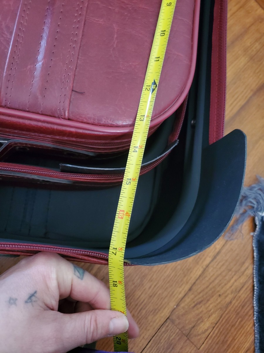 Vintage Set of 3 Red/Chrome Faux Leather Riviera Nesting Suitcases