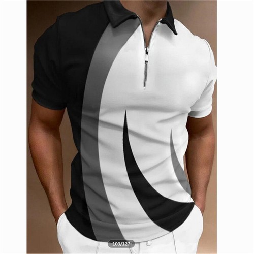 Mens T-shirt Zipper Slim Fit Tops Golf Business Short Sleeve Casual Shirts - Picture 13 of 24